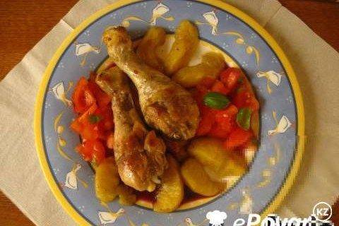 Запеченные в духовке куриные ножки с яблоками Запеченные в духовке куриные ножки с яблоками