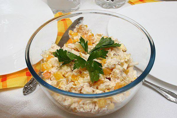 Салат из курицы с сыром и ананасом Салат из курицы с сыром и ананасом