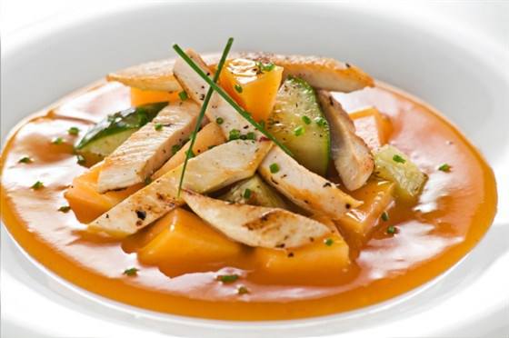 Куриный салат с дыней и йогуртовой заправкой Куриный салат с дыней и йогуртовой заправкой