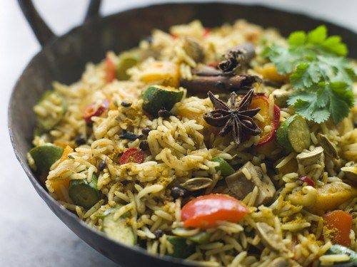 Рис с жареными овощами и грибами Рис с жареными овощами и грибами