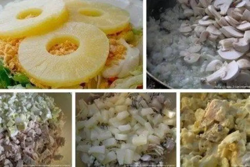 Готовим Салаты Салат из курицы с ананасами, грибами и сыром
