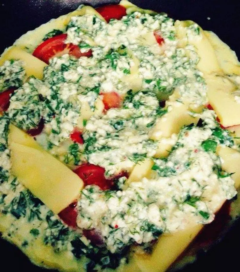 Готовим Вегетарианские Творог с сыром, яйцом и зеленью