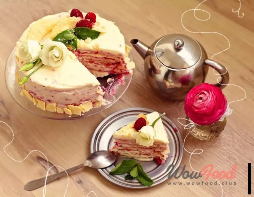 Готовим Десерты Торт «Наполеон» с малиной