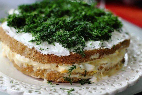 Рецепт Бутербродный торт с семгой и креветками  шаг-4