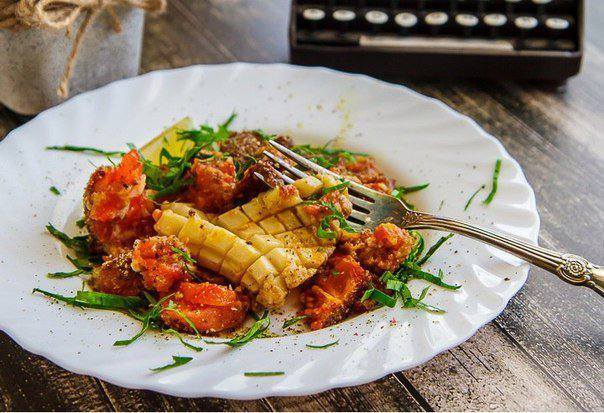 Рецепт Кальмар, запеченный с помидорами Готовим Закуски Кальмар, запеченный с помидорами