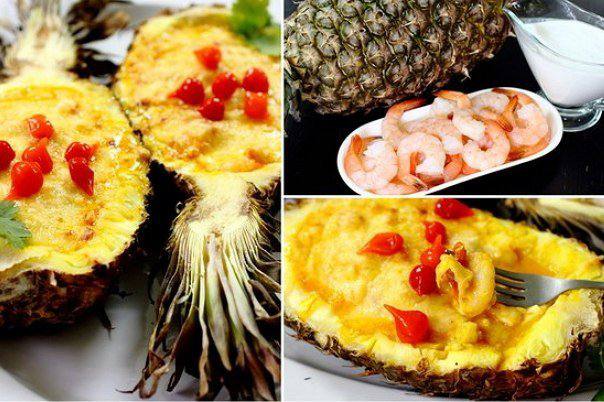 Рецепт Креветки в ананасе с кокосовым молоком шаг-5