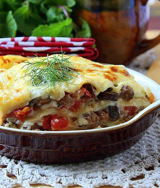 Рецепт Лазанья с мясом и грибами Готовим Закуски Лазанья с мясом и грибами