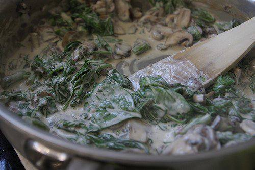 Рецепт Спагетти с грибами, спаржей и шпинатом шаг-6