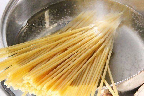 Рецепт Спагетти с грибами в сливочном соусе шаг-1