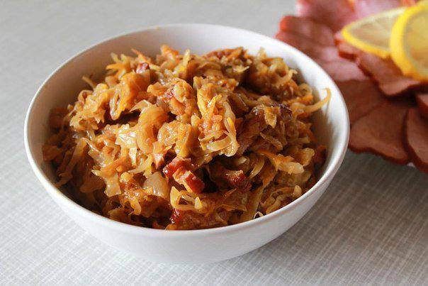 Рецепт Тушеная капуста с копченым мясом Готовим Закуски Тушеная капуста с копченым мясом