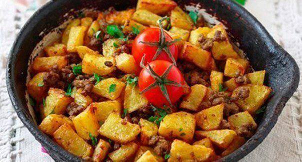 Рецепт Жареный картофель с фаршем Готовим Закуски Жареный картофель с фаршем