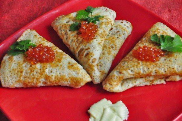 Рецепт Блинчики с красной икрой Готовим Выпечка Блинчики с красной икрой
