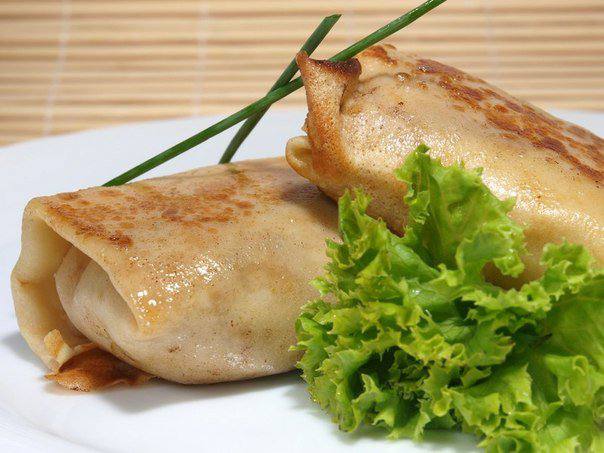 Рецепт Блинчики с курицей и грибами Готовим Выпечка Блинчики с курицей и грибами