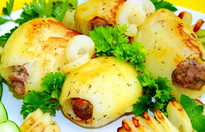 Рецепт Фаршированный картофель, запеченный в рукаве шаг-7