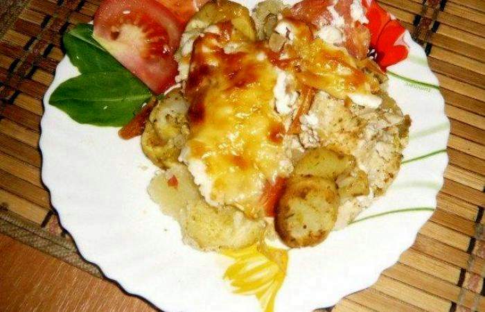 Рецепт Курица по-французски с картофел. Готовим Мясо Курица по-французски с картофел.