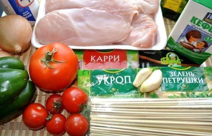 Рецепт Куриный шашлык с овощами в духовке шаг-1