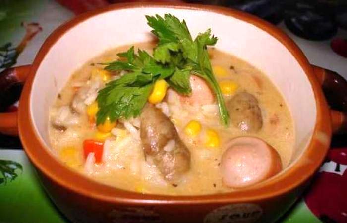 Рецепт Паэлья с сосисками и грибами Готовим Мясо Паэлья с сосисками и грибами