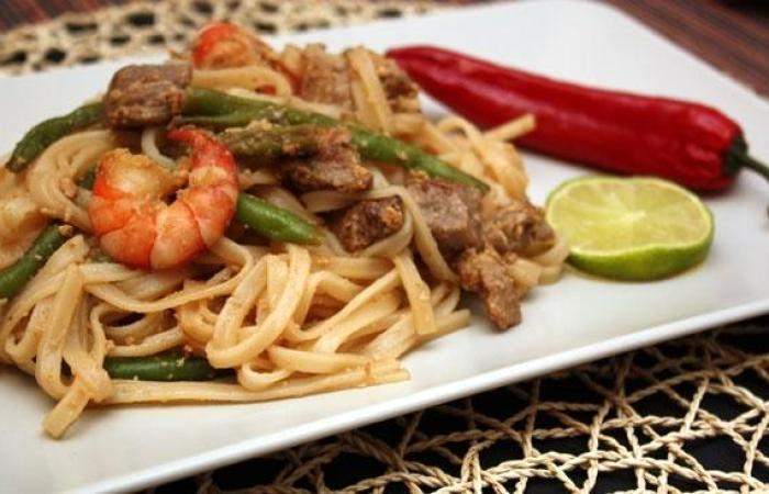 Рецепт Рисовая лапша с мясом и креветками Готовим Мясо Рисовая лапша с мясом и креветками