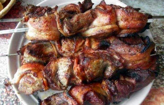 Рецепт Шашлык из говядины в беконе Готовим Мясо Шашлык из говядины в беконе