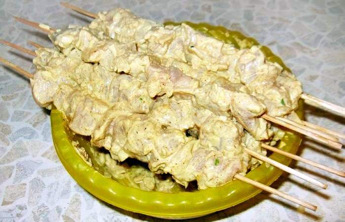 Рецепт Шашлык из курицы в майонезно-горчичном маринаде шаг-7