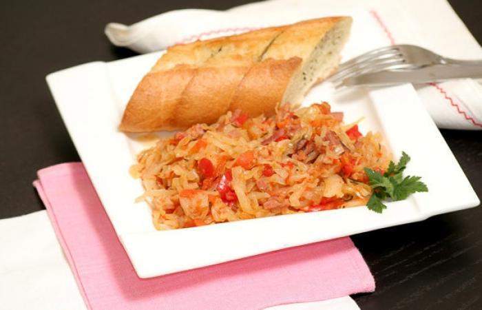 Рецепт Тушеная капуста с копченостями Готовим Мясо Тушеная капуста с копченостями