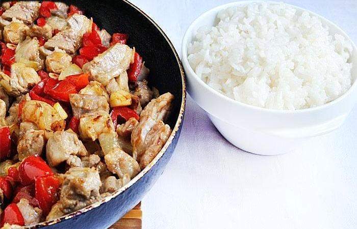 Рецепт Жареный рис со свининой  шаг-4