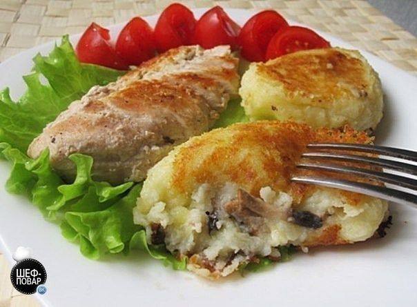 Рецепт Картофельные зразы с шампиньонами Готовим Вегетарианские Картофельные зразы с шампиньонами