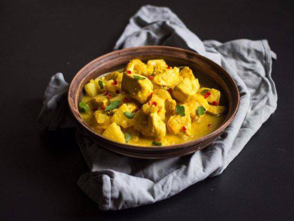 Рецепт Карри с курицей и ананасами Готовим Мясо Карри с курицей и ананасами