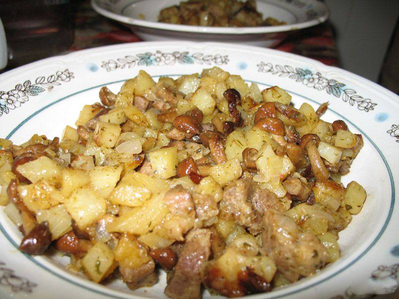 Рецепт Картошка со свининой и грибами на сковороде Готовим Мясо Картошка со свининой и грибами на сковороде