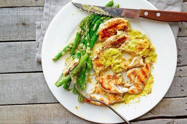 Рецепт Курица в горчичном соусе со спаржей Готовим Мясо Курица в горчичном соусе со спаржей