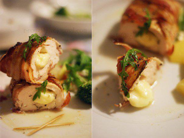 Рецепт Куриное филе, запеченное с сыром и беконом Готовим Мясо Куриное филе, запеченное с сыром и беконом