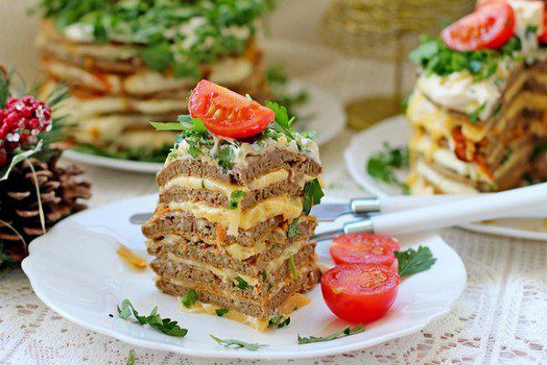 Рецепт Печеночные мини-тортики с сыром Готовим Мясо Печеночные мини-тортики с сыром