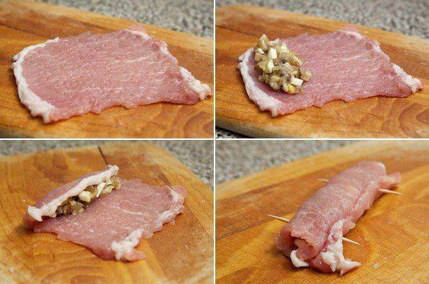 Рецепт Рулеты из свинины с грибами  шаг-4