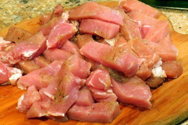 Рецепт Свинина по-строгановски с грибами  шаг-2