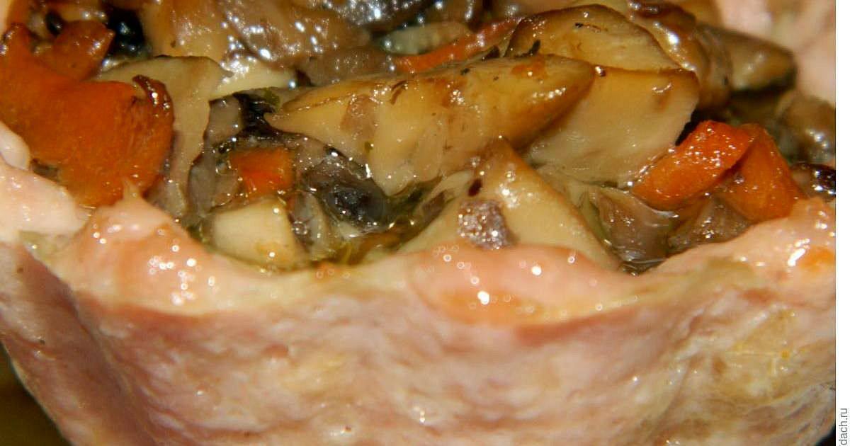 Рецепт Мясные корзиночки, фаршированные грибами с сыром Готовим Мясо Мясные корзиночки, фаршированные грибами с сыром