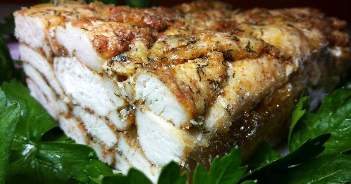 Рецепт Мясо в духовке - мраморное мясо из куриного филе Готовим Мясо Мясо в духовке - мраморное мясо из куриного филе