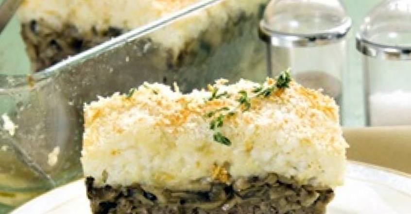 Рецепт Рисовый гратен с мясом и грибами шаг-3