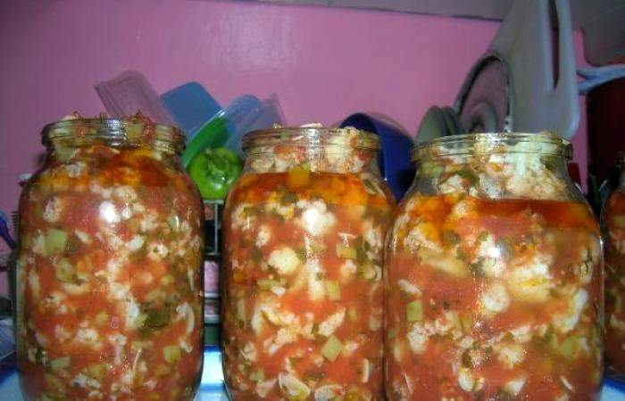 Рецепт Цветная капуста в томатах на зиму шаг-6