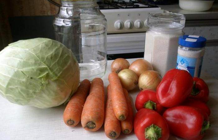 Рецепт Салат из капусты с морковью и перцем на зиму шаг-1
