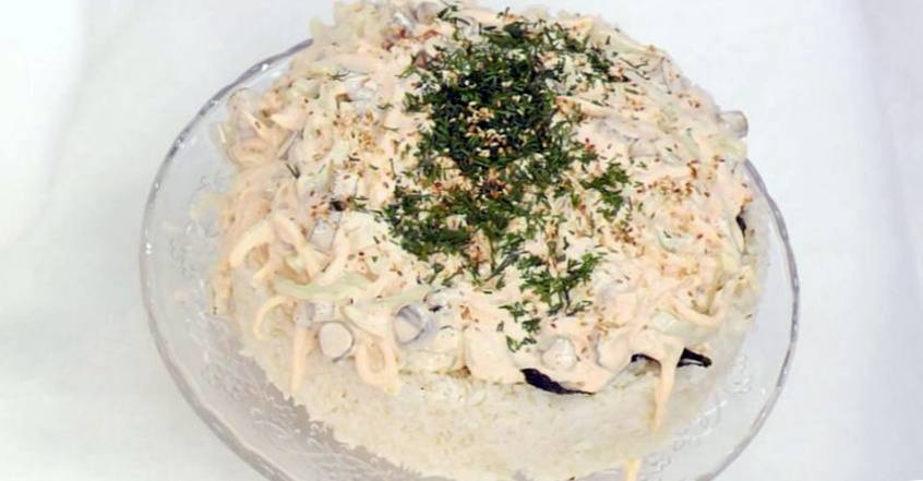 Рецепт Суши-торт с кальмарами и огурцами  шаг-4