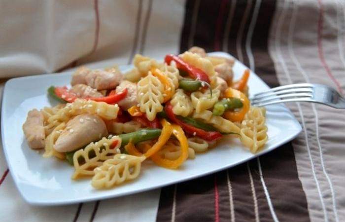 Рецепт Овощной салат с курицей и макаронами шаг-8