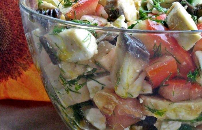 Рецепт Шопский салат с овощами, грибами и брынзой  шаг-4