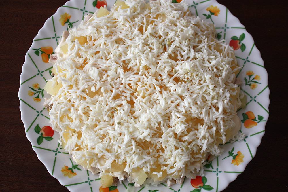 Рецепт Салат ананасы с сыром и чесноком Готовим Салаты Салат ананасы с сыром и чесноком