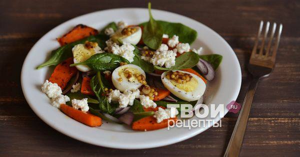 Рецепт Салат со шпинатом, тыквой и фетой Готовим Салаты Салат со шпинатом, тыквой и фетой