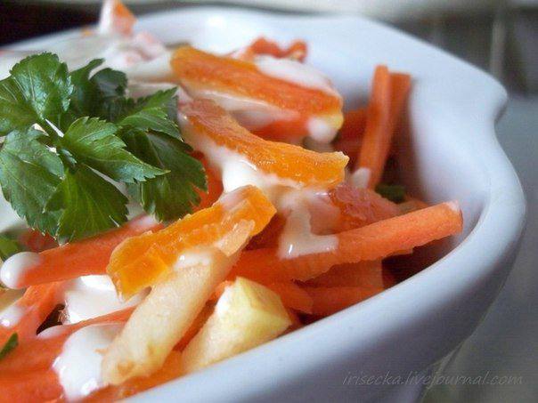 Рецепт Морковный салат с курагой и йогуртом Готовим Салаты Морковный салат с курагой и йогуртом