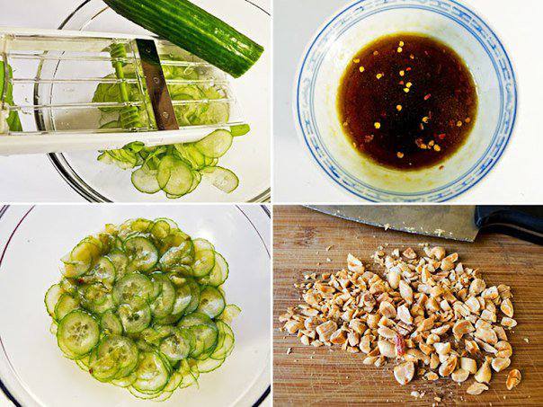 Рецепт Огуречный салат с арахисом шаг-1