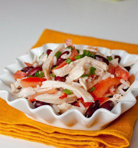 Рецепт Салат из курицы с рисом и фасолью Готовим Салаты Салат из курицы с рисом и фасолью