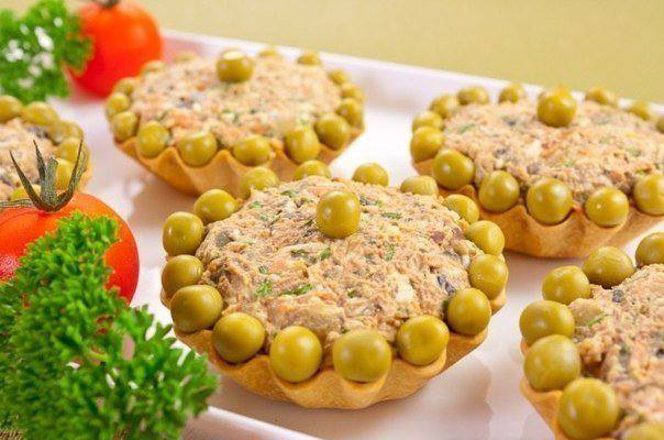 Рецепт Салат из куриной печени в тарталетках Готовим Салаты Салат из куриной печени в тарталетках