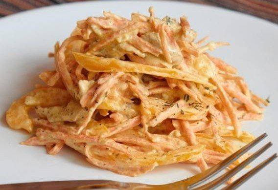 Рецепт Салат с курицей, перцем и морковью Готовим Салаты Салат с курицей, перцем и морковью