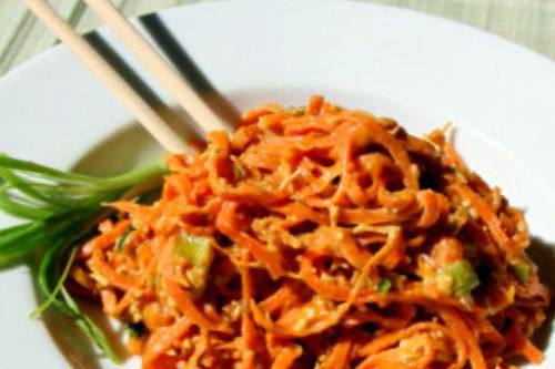 Рецепт Лапша из моркови с арахисовым соусом Готовим Салаты Лапша из моркови с арахисовым соусом